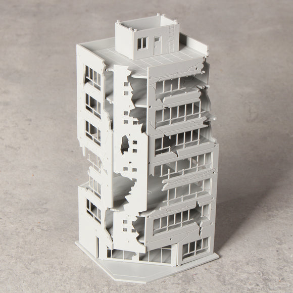 Scale,White,Damaged,Ruined,Building,after,GUNDAM,Scene,Model,Building