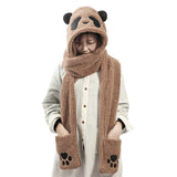 Unisex,Plush,Panda,Gloves,Pockets,Scarf,Thick,Multipurpose,Fashion