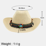 Unisex,Sunscreen,Travel,Beach,Western,Cowboy,Ethnic,Style,Seaside,Straw