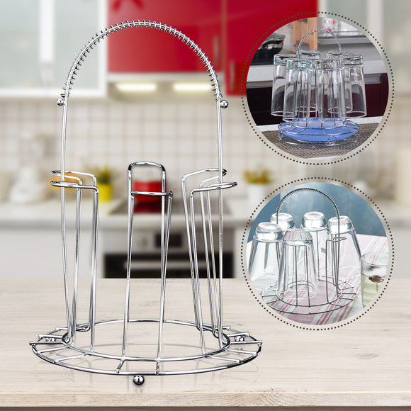 Round,Stainless,Steel,Glass,Stand,Drain,Holder,Kitchen,Storage,Hanging