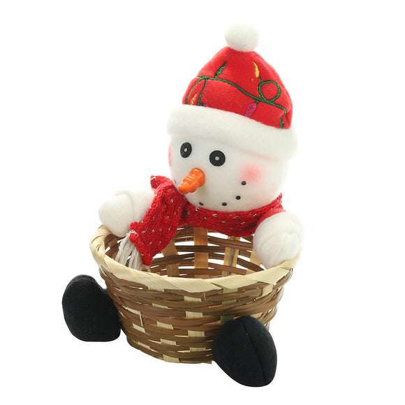 Loskii,Bamboo,Christmas,Fruit,Basket,Children,Candy,Sweet,Storage,Santa,Holder,Decorations,Container