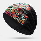 Women,Canvas,Ethnic,Embroidery,Flower,Printing,Vintage,Beanie,Turban