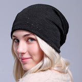 Women,Autumn,Beanies,Solid,Color,Flexible,Skullies,Bonnet