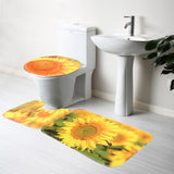 Yellow,Sunflower,Bathroom,Pedestal,Toilet,Cover,Floor,Carpet,Decor