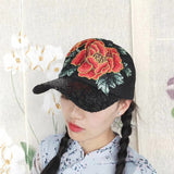 Women,Sunscreen,Fashion,Flowers,Embroidery,Baseball