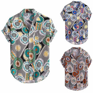 INCERUN,Short,Sleeve,Vintage,Ethnic,Printed,Shirts,Hawaiian,Beach,Party,Blouse