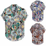 INCERUN,Short,Sleeve,Vintage,Ethnic,Printed,Shirts,Hawaiian,Beach,Party,Blouse