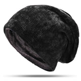 Women,Double,Layer,Velvet,Chenille,Vertical,Stripes,Baggy,Beanie