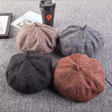 Womens,Leisure,Beanie,Cotton,Docker,Vogue,Outdoor,Plaid,Skullcap