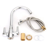 Brass,Chrome,Finish,Kitchen,Faucet,Rotate,Spout,Double,Handle,Water,Mixer