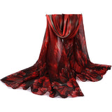 180CM,Women,Voile,Coral,Flower,Printing,Scarf,Casual,Oversize,Scarves,Shawls