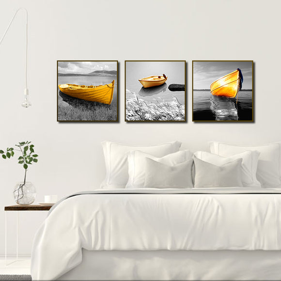 Miico,Painted,Three,Combination,Decorative,Paintings,Yellow,Decoration