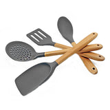 Wooden,Handle,Silicone,Kitchenware,Outdoor,Camping,Tableware,Portable,Multi,Cooking,Tools