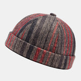 Unisex,Plush,Fabric,Plaid,Striped,Pattern,Round,Fashion,Casual,Beanie,Landlord,Brimless,Skull