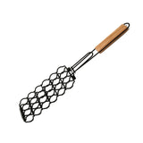 BOLEEFUN,Sausage,Grilling,Basket,Metal,Adjustable,Sausage,Rosewood,Handle,Grill,Barbecue,Tools