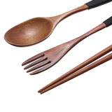 Portble,Wooden,Chopsticks,Spoon,Tableware,Japanese,Style,Storage
