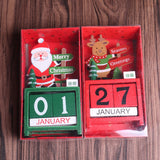 Loskii,Christmas,Advent,Countdown,Calendar,Wooden,Santa,Claus,Snowman,Reindeer,Pattern,Painted,Blocks,Holiday,Decorations