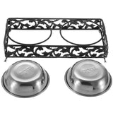 Double,Bowls,Stand,Feeder,Water,Stainless,Steel,Durable
