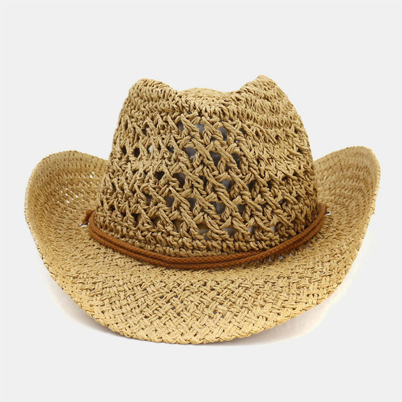 Unisex,Handmade,Sunscreen,Travel,Beach,Cowboy,Style,Panama,Straw,Adjustable,String