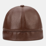 Banggood,Design,Solid,Color,Leather,Brimless,Beanie,Landlord,Skull