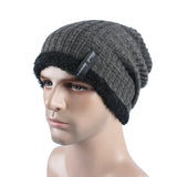 Solid,Knitted,Winter,Plush,Lining,Skullies,Beanies,Adjustable