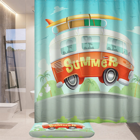 180cm,Summer,Camping,Shower,Curtains,Waterproof,Polyester,Hooks,Bathroom