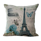 Paris,Eiffel,Tower,Printed,Pillow,Linen,Cushion,Cover
