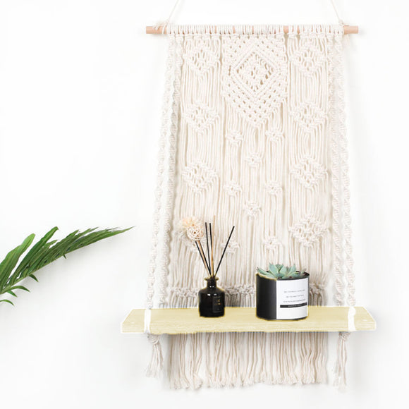 Macrame,Plant,Hanger,Basket,Woven,Tapestry,Shelf,Decoration
