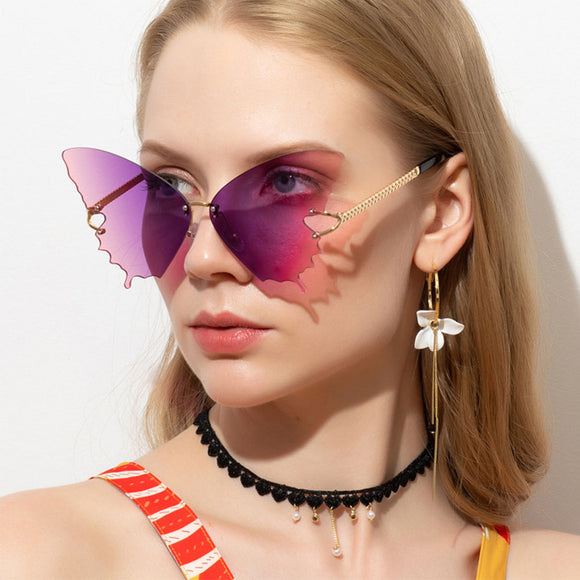 Women,Oversized,Frame,Color,Gradient,Butterfly,Shape,Personality,Fashion,Sunglasses