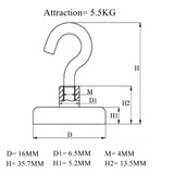 10Pcs,Ferrite,Magnetic,Hooks,Neodymium,Strong,Magnet,5.5kg