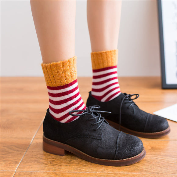 Winter,Women,Socks,Mouth,Striped,Socks,Casual,Thick,Socks