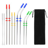 Stainless,Steel,Drinking,Straw,Reusable,Sucker,Clean,Brush,Storage