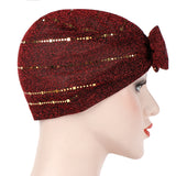 Women,Muslin,Studded,Breathable,Ethnic,Cotton,Beanie,Vintage,Elastic,Turban