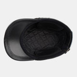 Genuine,Leather,Winter,Protection,Solid,Color,Peaked