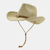 Unisex,Sunscreen,Travel,Beach,Cowboy,Style,Adjustable,String,Straw