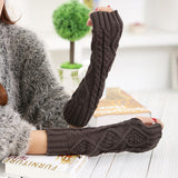 Women,Winter,Knitting,Fingerless,Sleeve,Gloves,Casual,Rhombic,Pattern,Gloves