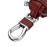 Genuine,Leather,Smart,Chain,Holder,Metal,Keyring,Zipper
