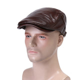 Genuien,Leather,Solid,Color,Casual,Forward,Beret