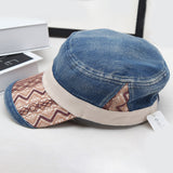 Women,Washed,Denim,Military,Outdoor,Ripple,Peaked,Visor