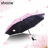 Automatic,Umbrella,Small,Fresh,Female,Three,Folding,Umbrella,Black,Plastic,Sunshade,Sunscreen