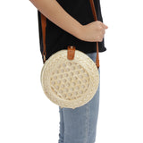 Round,Straw,Handmade,Woven,Beach,Cross,Camping,Travel,Handbag,Shoulder