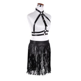Women,Short,Fringe,Black,Polyester,Belts,Rivet,Short,Tassels,Buckle