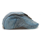 Unisex,Cotton,Denim,Jeans,Washed,Beret,Paper,Zipper,Decorative,Duckbill,Buckle,Cabbie