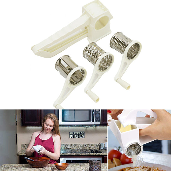 Kitchen,Speed,Grater,Slicer,Rotary,Cheese,Stainless,Steel,Blades,Handheld,Camping,Picnic