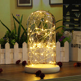 Clear,Glass,Display,Cloche,Wooden,Decorations,Fairy,String,Light