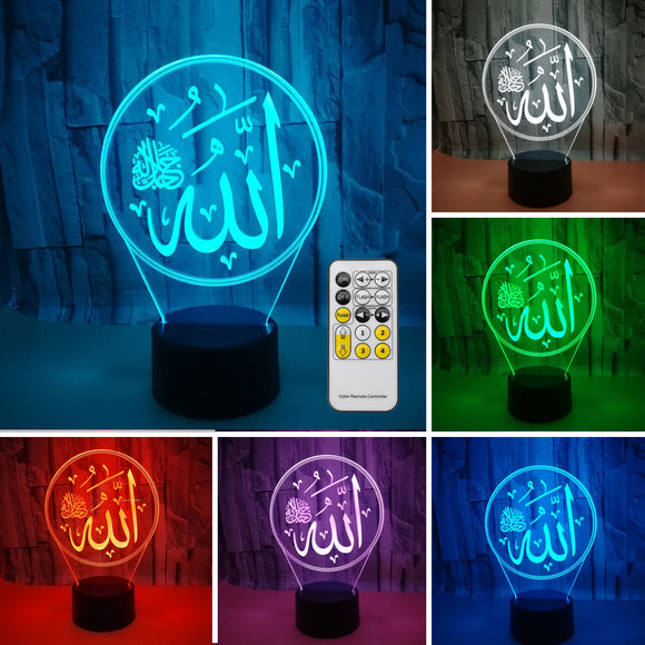 Colorful,Night,lighting,light,Religious,Islam,Allah,Acrylic,Decorations
