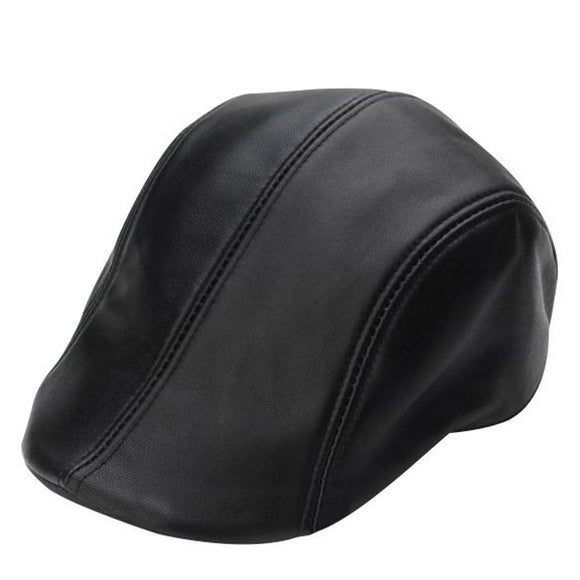 Men's,Black,Sheepskin,Beret,Cabbie,Winter,Forward,Adjustable