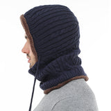 Thick,Knitted,Beanie,Earmuffs,Hooded,Scarf,Hooded