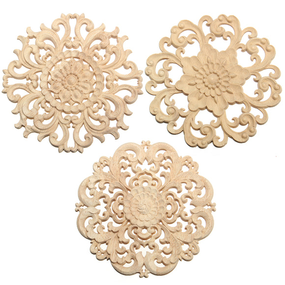 Carved,Onlay,Applique,Unpainted,Flower,Pattern,Furniture,Frame,Decor