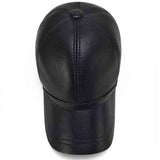 Genuine,Sheepskin,Leather,Baseball,Solid,Black,Adjustable,Sport,Visor